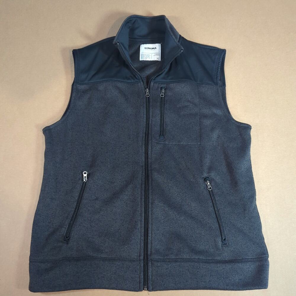 Men's XL Sonoma Fleece Vest Gorpcore Outdoor Hiking Zip Black Gray